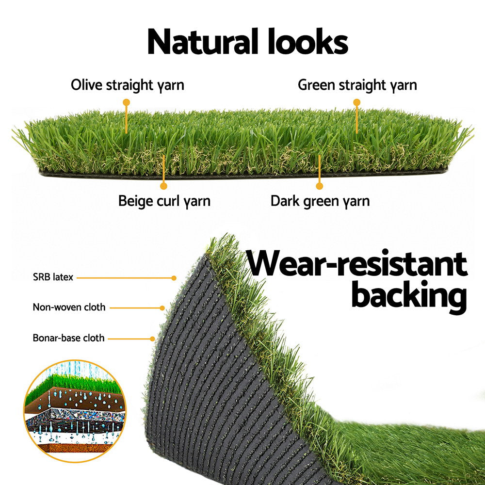 Prime Turf Artificial Grass 35mm 2mx5m Synthetic Fake Lawn Turf Plastic Plant 4-coloured-5