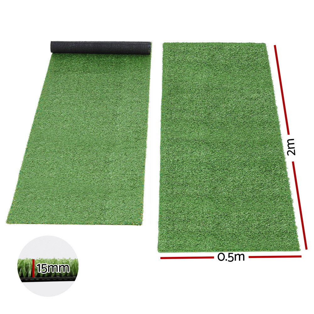 Prime Turf Artificial Grass Turf Rug Fake Grass 2 Rolls 15mm Height 50cm x 2m Indoor Outdoor Synthetic Grass Mat Carpet with Drainage Holes Plastic Plant-6