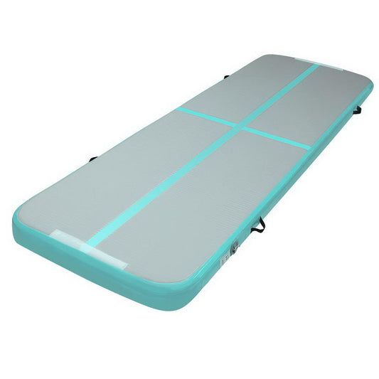 Everfit 3m x 1m Air Track Mat Gymnastic Tumbling Mint Green and Grey-0