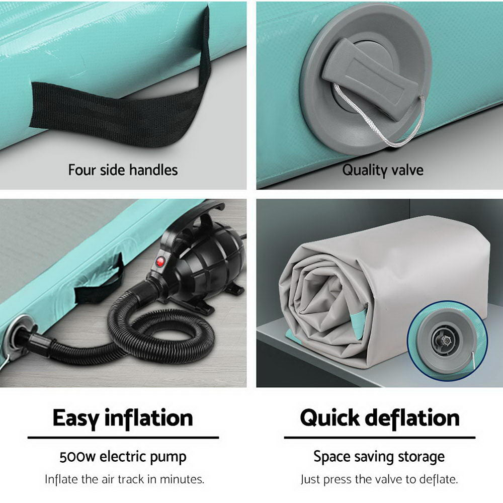 Everfit GoFun 3X1M Inflatable Air Track Mat with Pump Tumbling Gymnastics Green-6