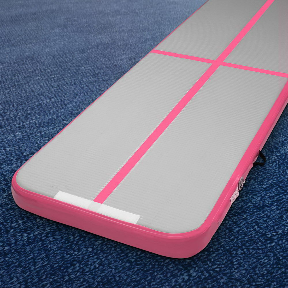Everfit 3m x 1m Air Track Mat Gymnastic Tumbling Pink and Grey-0