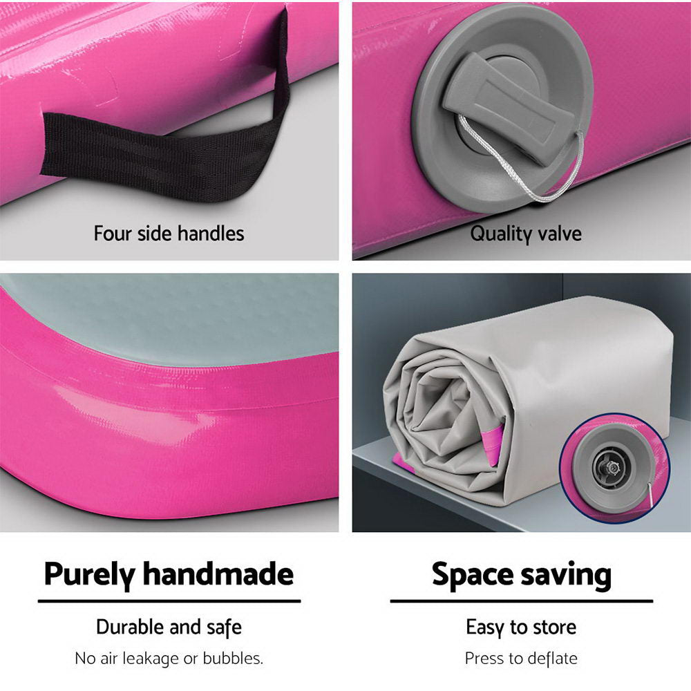 Everfit 3m x 1m Air Track Mat Gymnastic Tumbling Pink and Grey-6