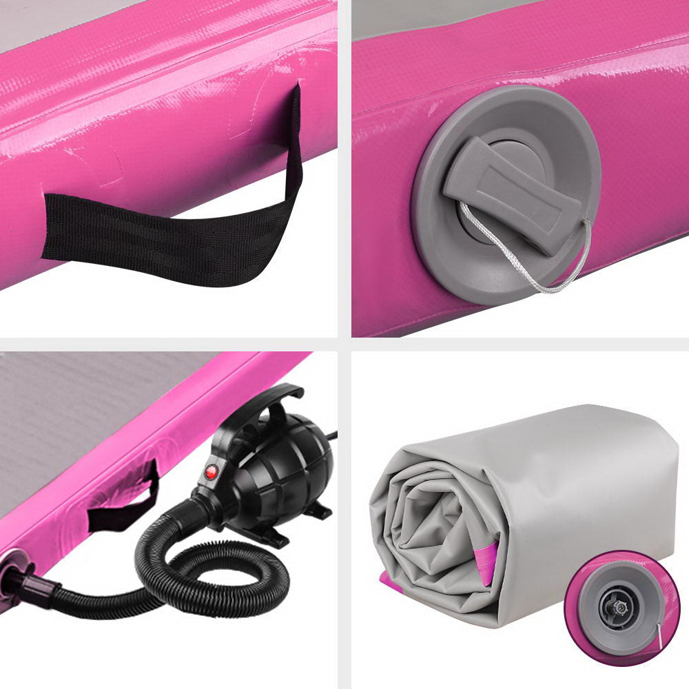 Everfit GoFun 3X1M Inflatable Air Track Mat with Pump Tumbling Gymnastics Pink-2