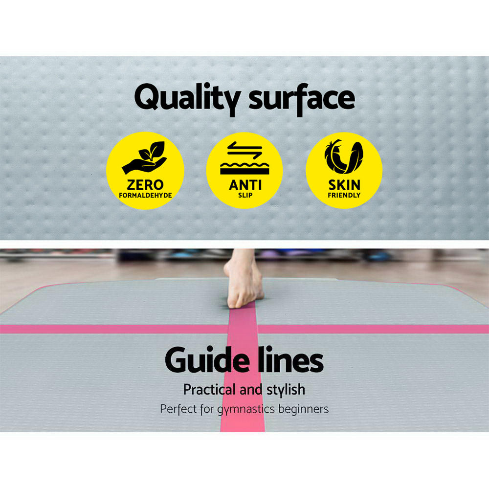 Everfit GoFun 3X1M Inflatable Air Track Mat with Pump Tumbling Gymnastics Pink-3