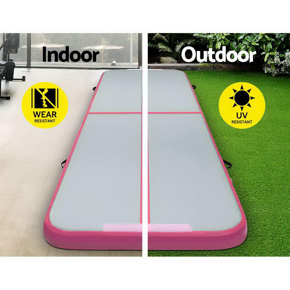 Everfit GoFun 3X1M Inflatable Air Track Mat with Pump Tumbling Gymnastics Pink-4