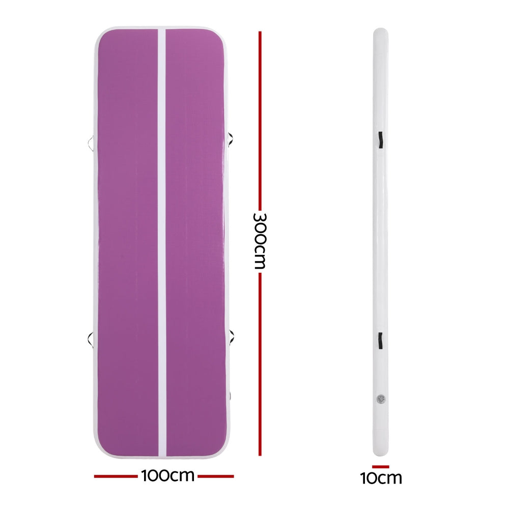 Everfit 3M Air Track Gymnastics Tumbling Exercise Cheerleading Mat Inflatable Purple-1