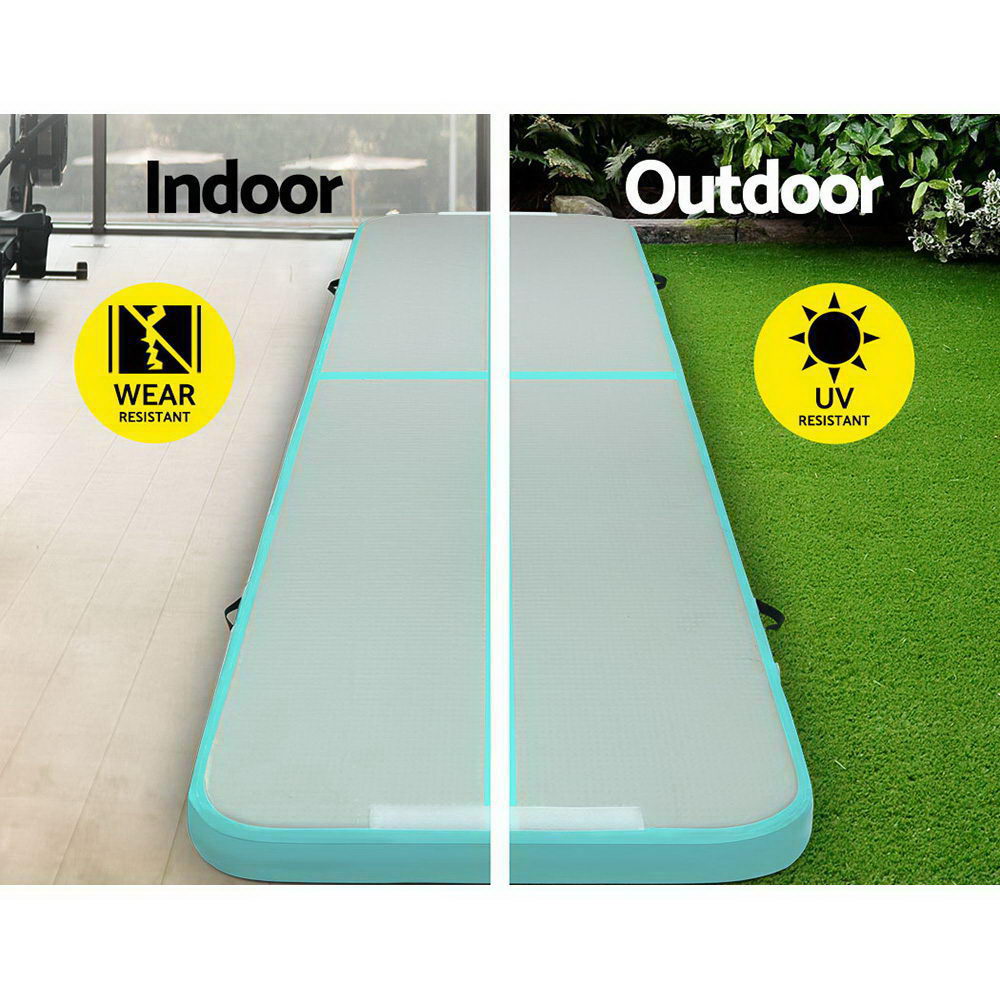 Everfit GoFun 4X1M Inflatable Air Track Mat with Pump Tumbling Gymnastics Green-2