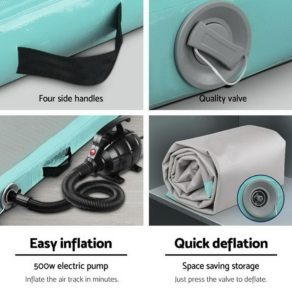 Everfit GoFun 4X1M Inflatable Air Track Mat with Pump Tumbling Gymnastics Green-5