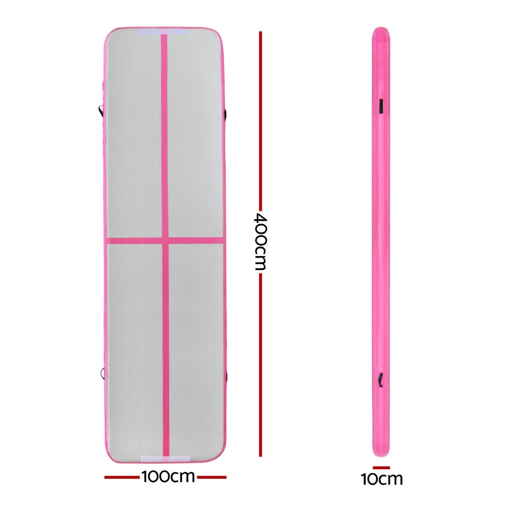 Everfit 4M Air Track Gymnastics Tumbling Exercise Cheerleading Mat Inflatable Pink-1