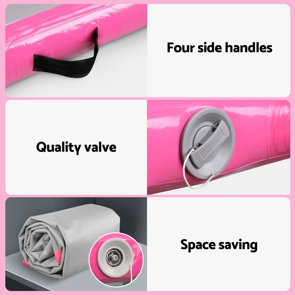 Everfit 4M Air Track Gymnastics Tumbling Exercise Cheerleading Mat Inflatable Pink-4