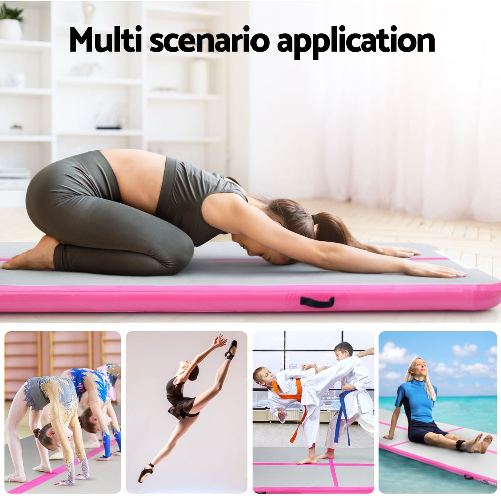 Everfit 4M Air Track Gymnastics Tumbling Exercise Cheerleading Mat Inflatable Pink-5
