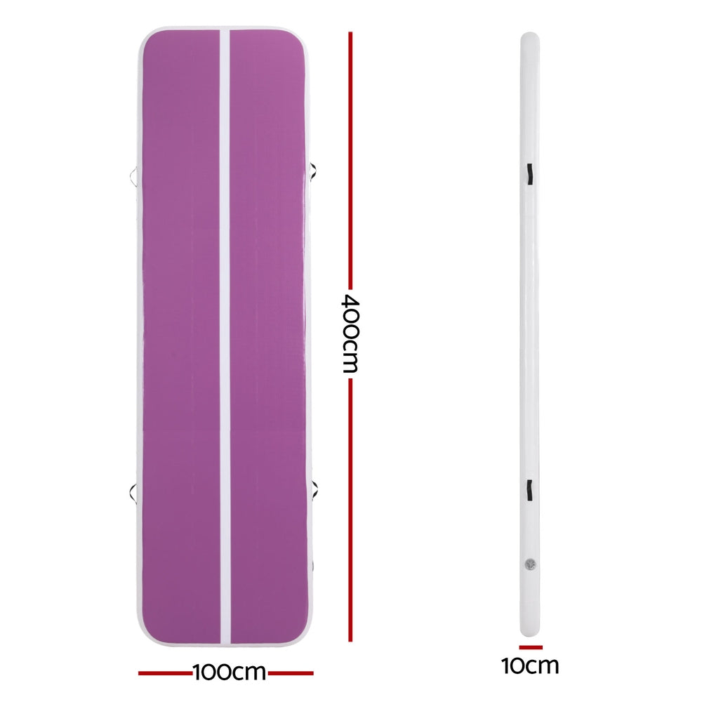 Everfit 4M Air Track Gymnastics Tumbling Exercise Cheerleading Mat Inflatable Purple-1