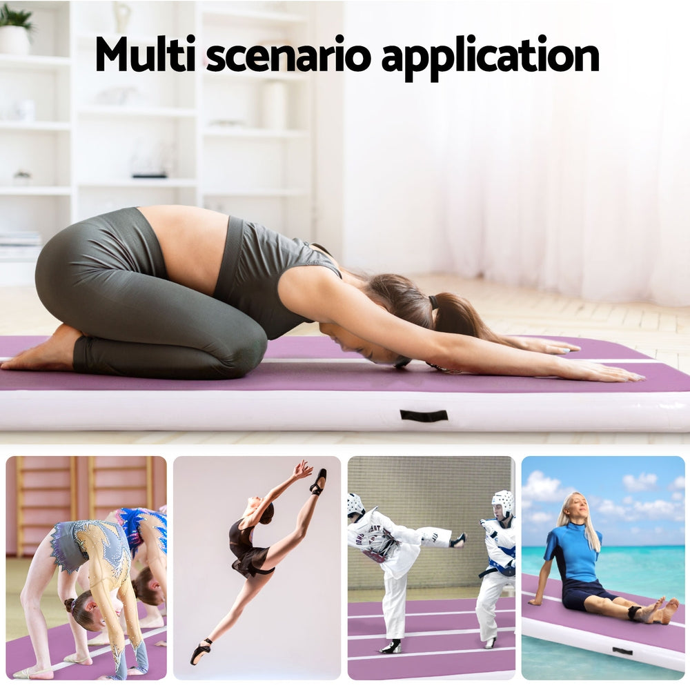 Everfit 4M Air Track Gymnastics Tumbling Exercise Cheerleading Mat Inflatable Purple-5