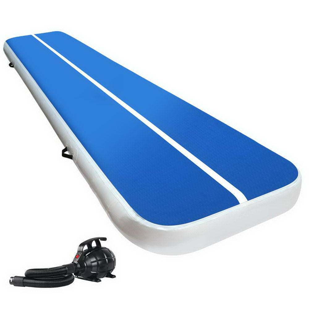 Everfit 4X1M Inflatable Air Track Mat 20CM Thick with Pump Tumbling Gymnastics Blue-7