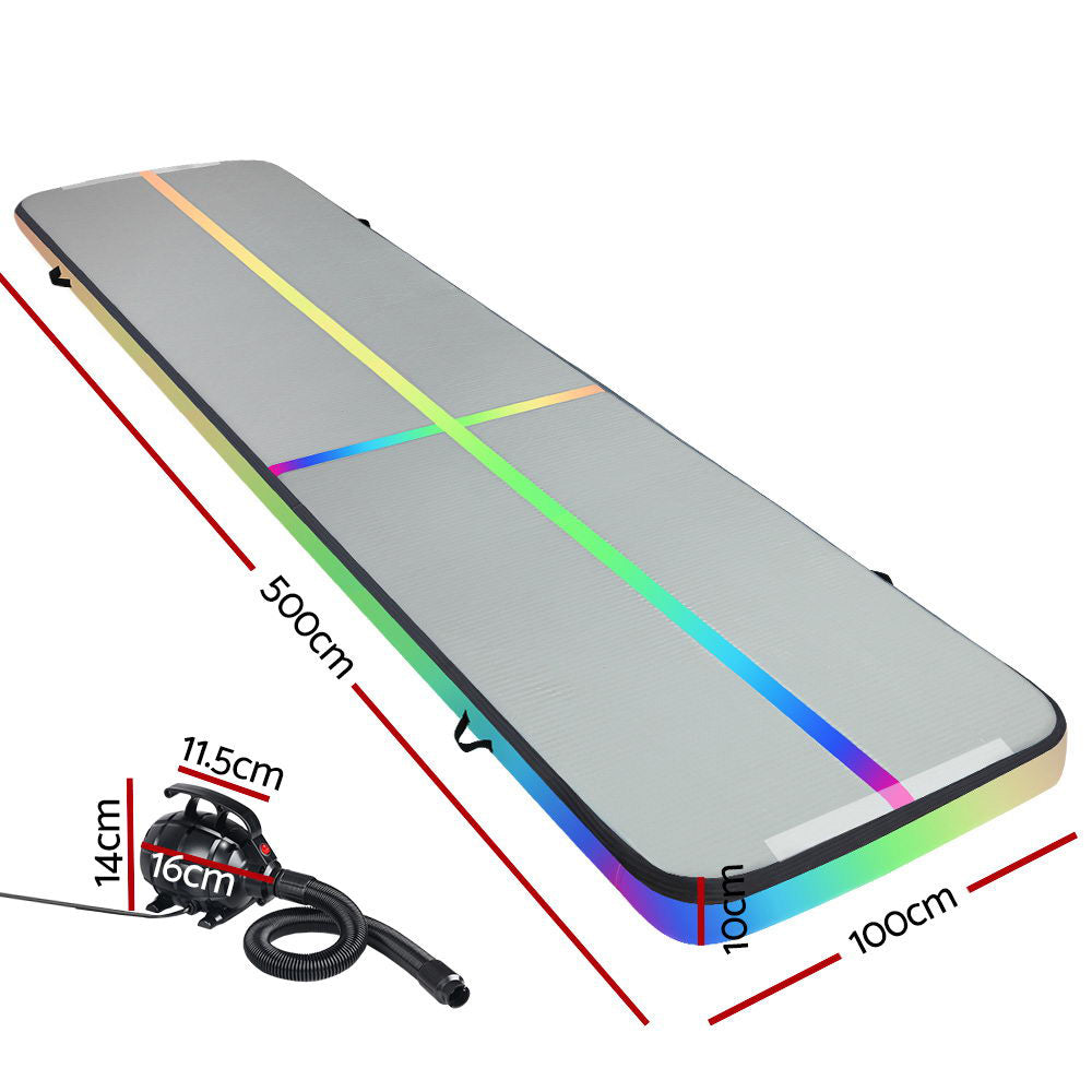 Everfit 5M Air Track Gymnastics Tumbling Exercise Mat W/ Pump Inflatable Colour-1