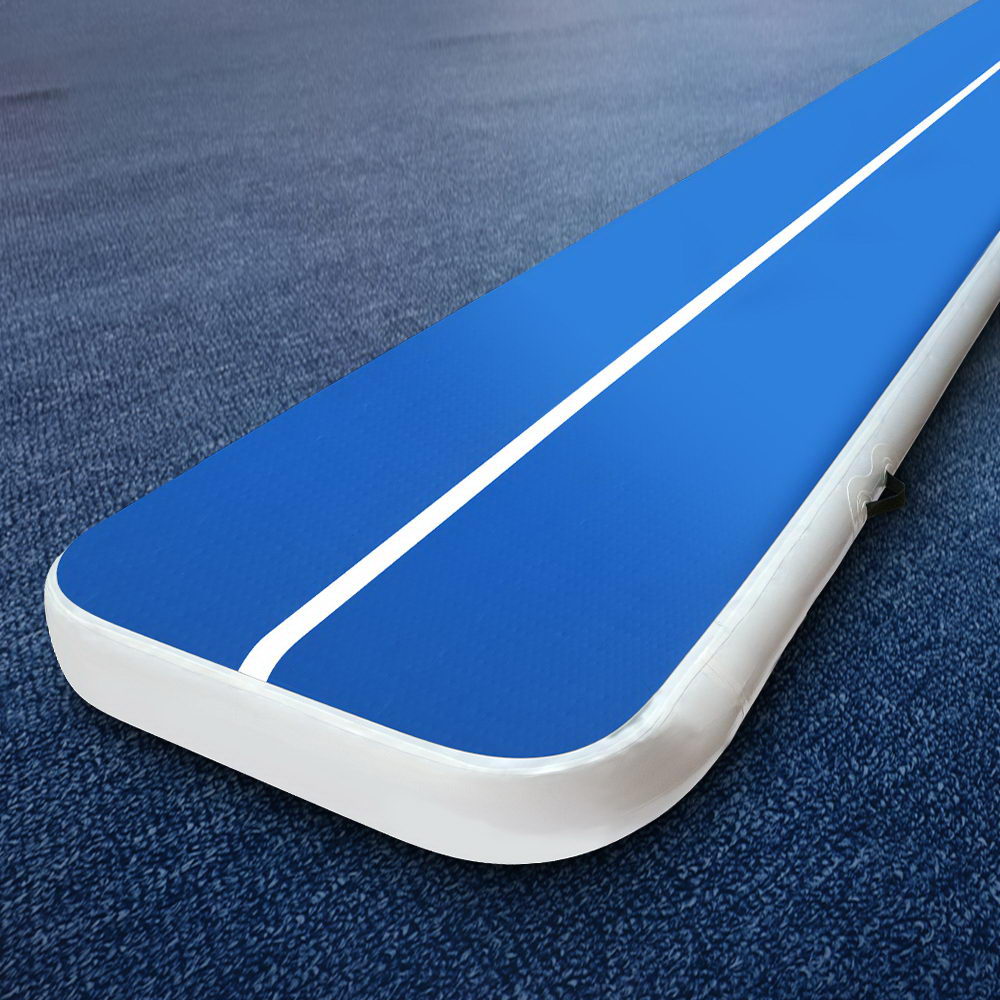 5m x 1m Inflatable Air Track Mat 20cm Thick Gymnastic Tumbling Blue And White-0
