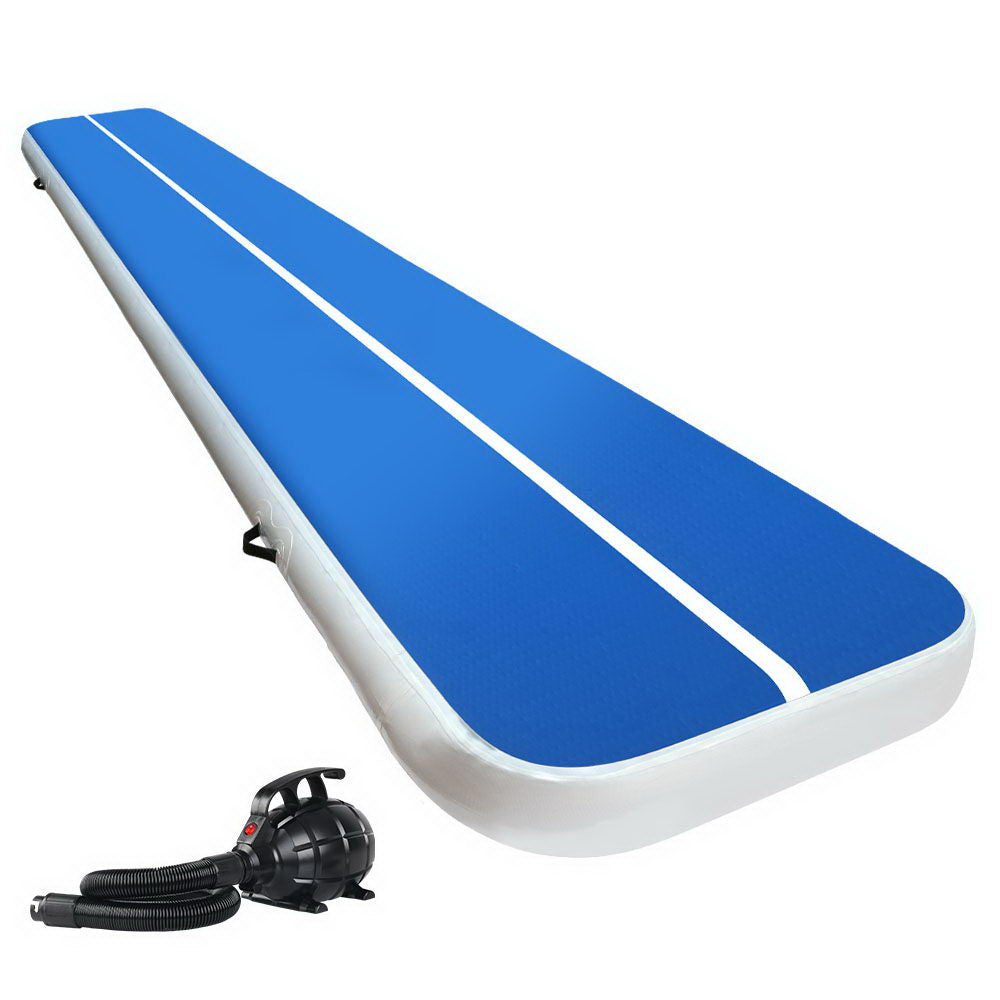 Everfit 5X1M Inflatable Air Track Mat 20CM Thick with Pump Tumbling Gymnastics Blue-7