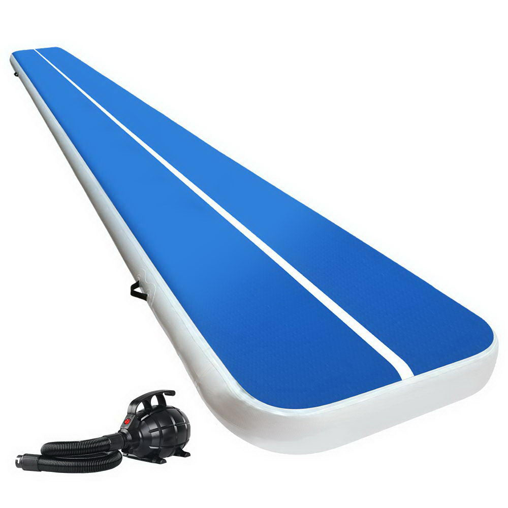 Everfit 6X1M Inflatable Air Track Mat 20CM Thick with Pump Tumbling Gymnastics Blue-7