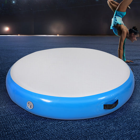 Everfit 1m Air Track Spot Inflatable Gymnastics Tumbling Mat Round Blue-0