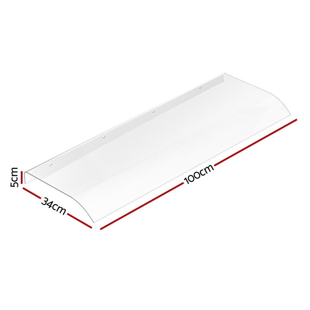 Instahut Window Door Awning 0.4mx1m Transparent-1