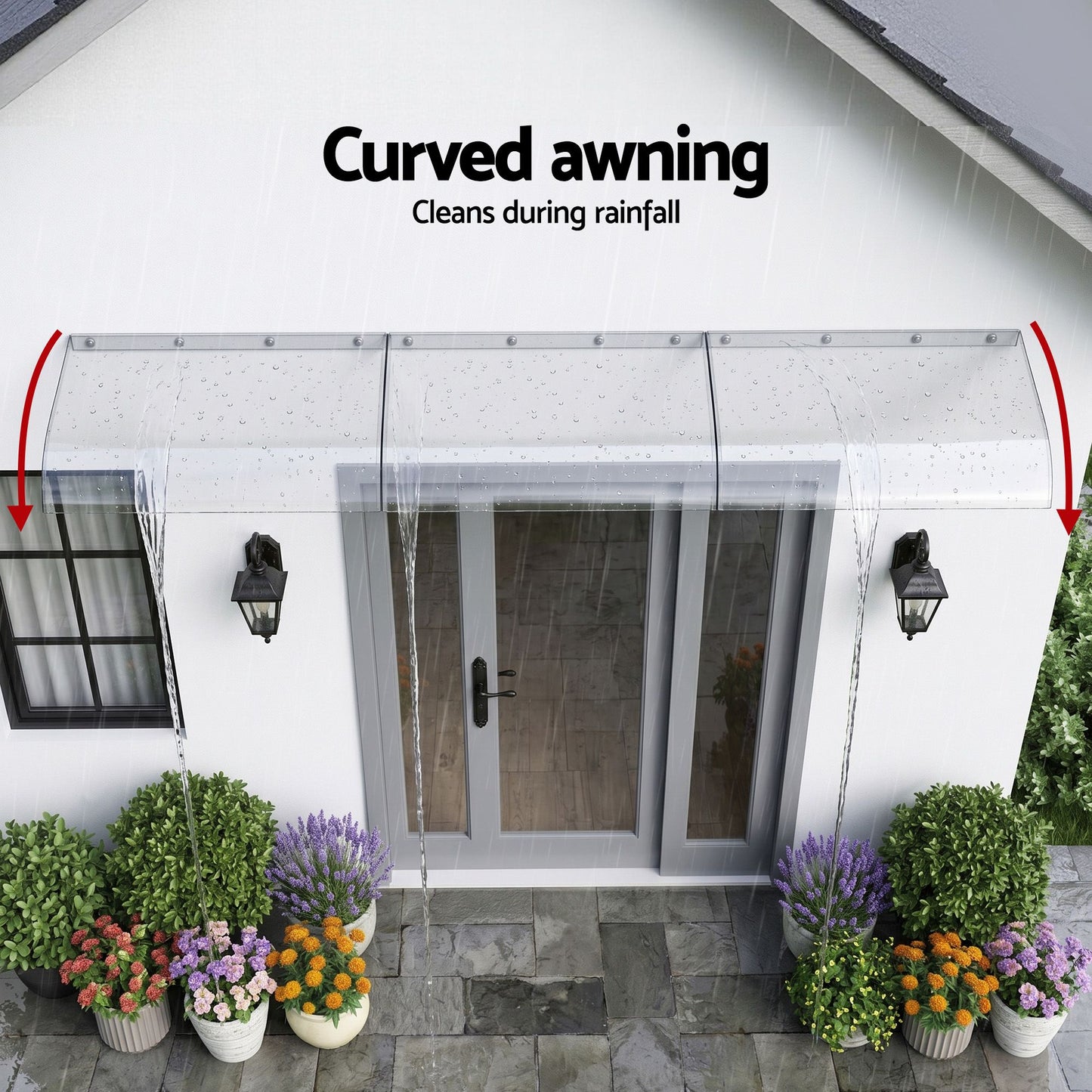 Instahut Window Door Awning 0.4mx3m Transparent