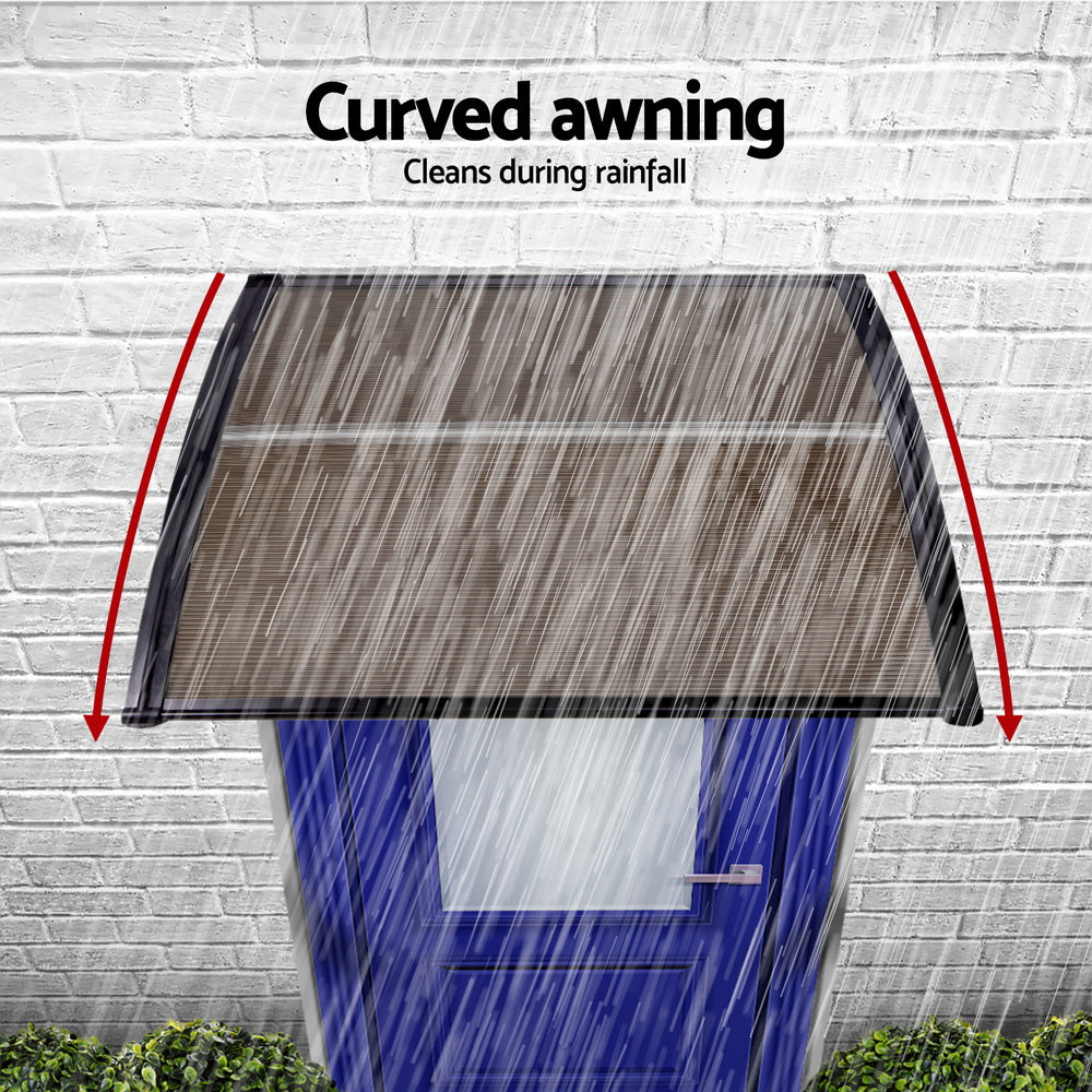 Instahut Window Door Awning 0.8mx1m Brown-5