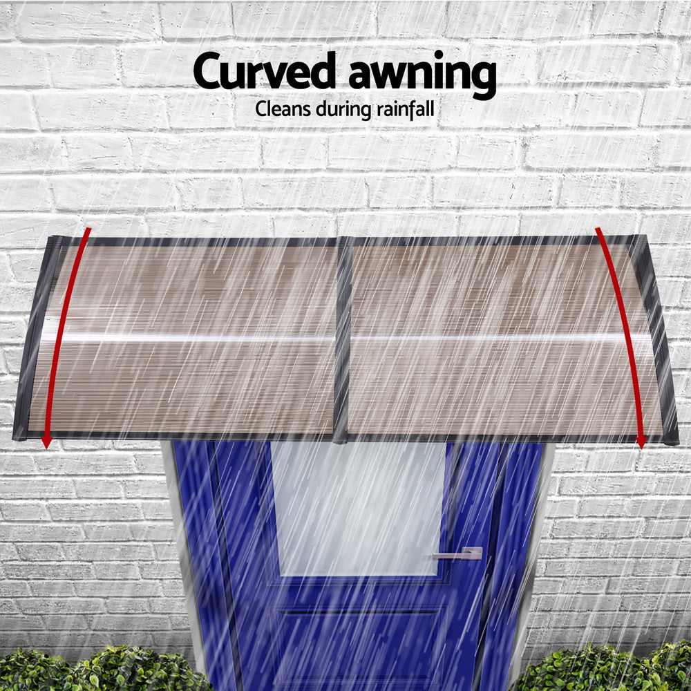 Instahut Window Door Awning 0.8mx2m Brown-5