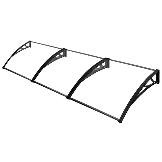 Instahut Window Door Awning Canopy 1mx3m Transparent Solid Sheet Plastic Frame-0