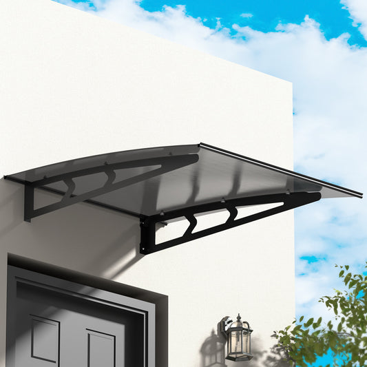 Instahut Window Door Awning Canopy 1mx1m Grey Solid Sheet Metal Frame-0