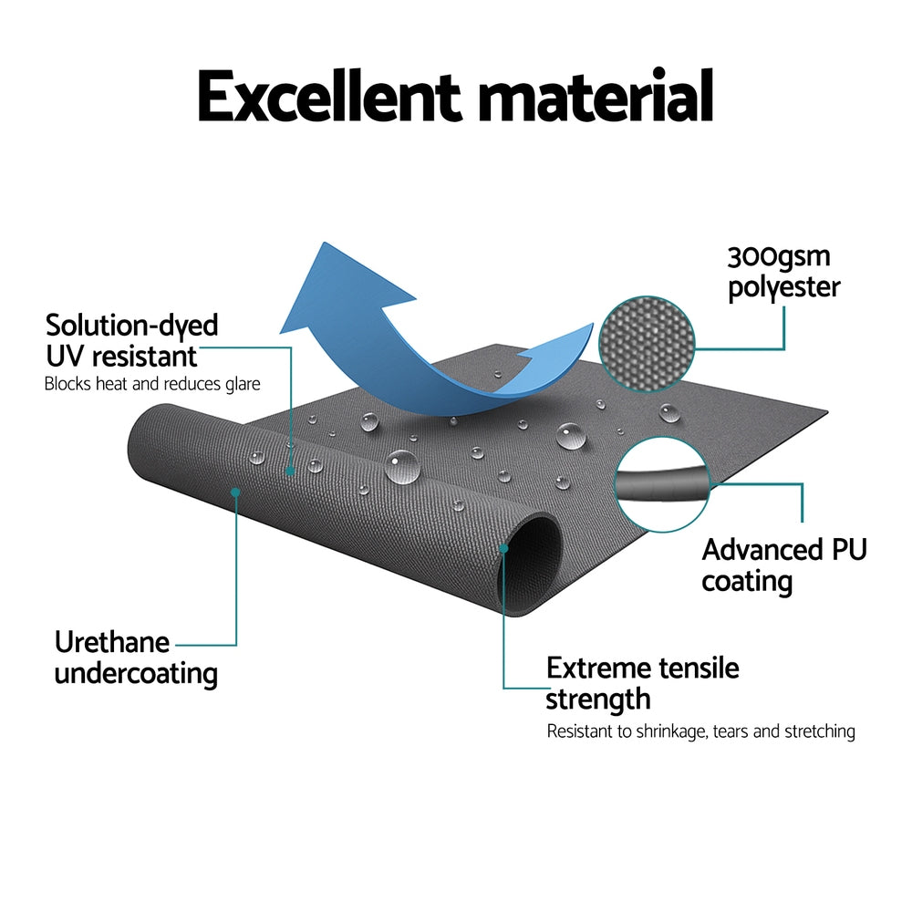 Instahut Retractable Folding Arm Awning Manual Sunshade 3M X 2M Grey-5