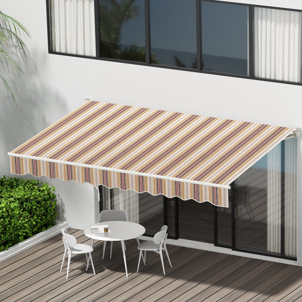 Instahut Retractable Folding Arm Awning Manual Sunshade 3Mx2.5M Beige Brown-6