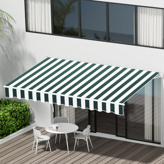 Instahut Retractable Folding Arm Awning Manual Sunshade 3Mx2.5M Green White-0