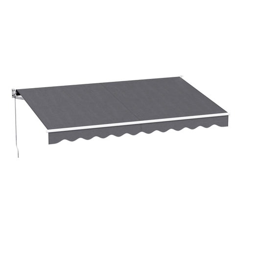 Instahut Retractable Folding Arm Awning Manual Sunshade 3.5M X 2.5M Grey-0