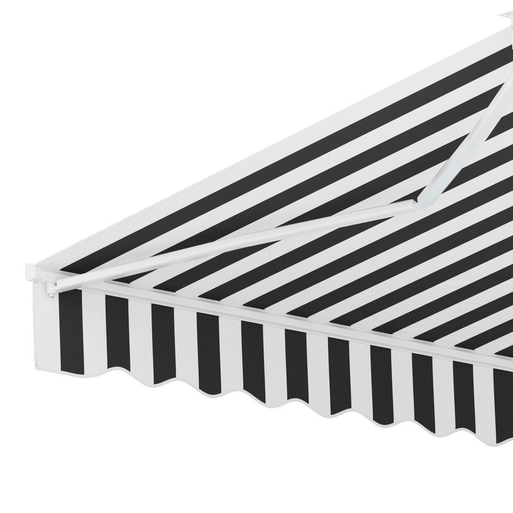 Instahut Retractable Folding Arm Awning Manual Sunshade 4Mx3M Grey White-2