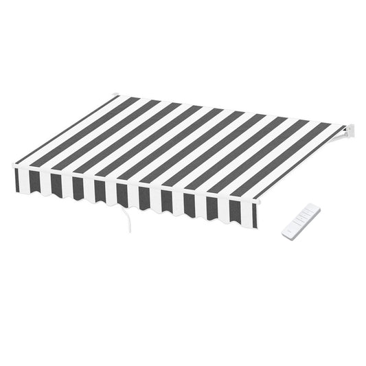Instahut Retractable Folding Arm Awning Motorised Sunshade 2.5Mx2M Grey White-0