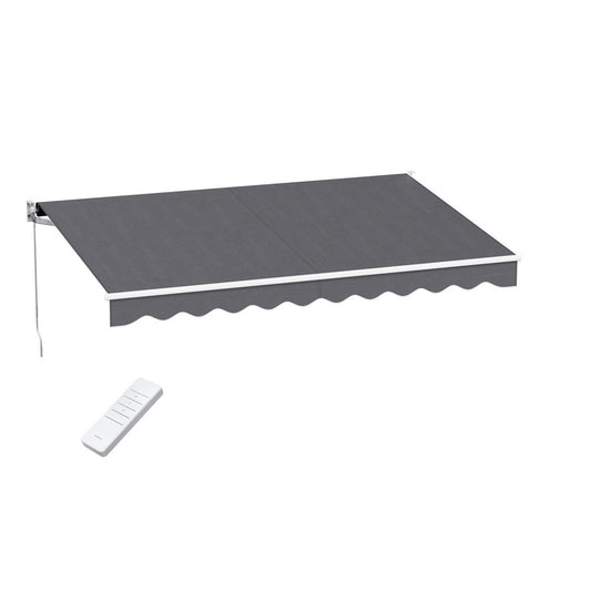 Instahut Retractable Folding Arm Awning Motorised Sunshade 3M X 2M Grey-0