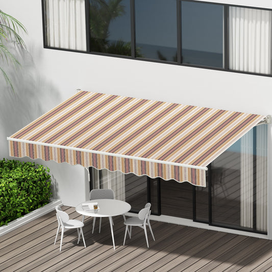 Instahut Retractable Folding Arm Awning Motorised Sunshade 3Mx2.5M Beige Brown-0