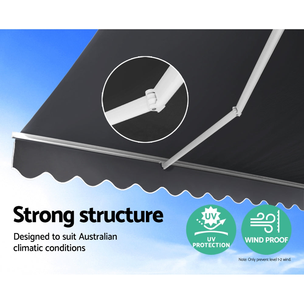 Instahut Retractable Folding Arm Awning Motorised Sunshade 3Mx2.5M Grey-3
