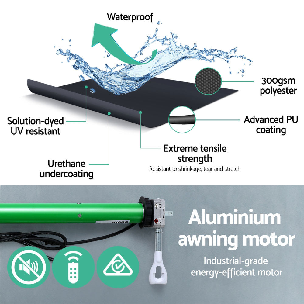Instahut Retractable Folding Arm Awning Motorised Sunshade 3Mx2.5M Grey-4