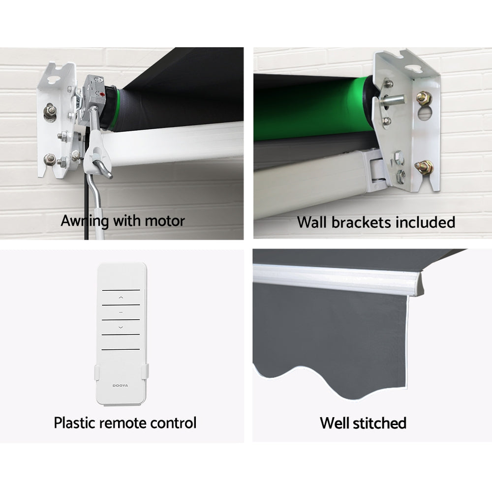 Instahut Retractable Folding Arm Awning Motorised Sunshade 3Mx2.5M Grey-5