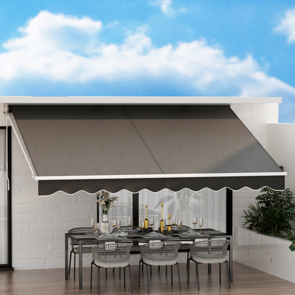 Instahut Retractable Folding Arm Awning Motorised Sunshade 4Mx2.5M Grey-6