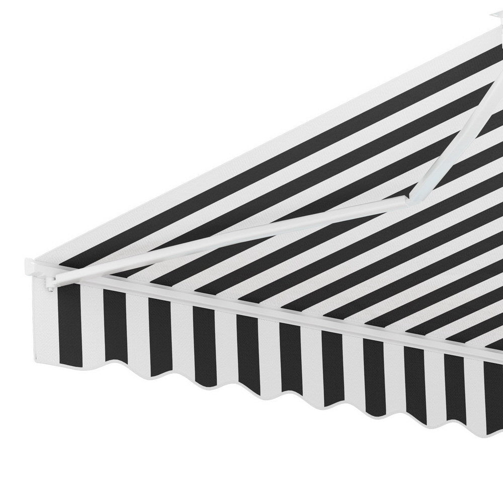 Instahut Retractable Folding Arm Awning Motorised Sunshade 4Mx3M Grey White-2