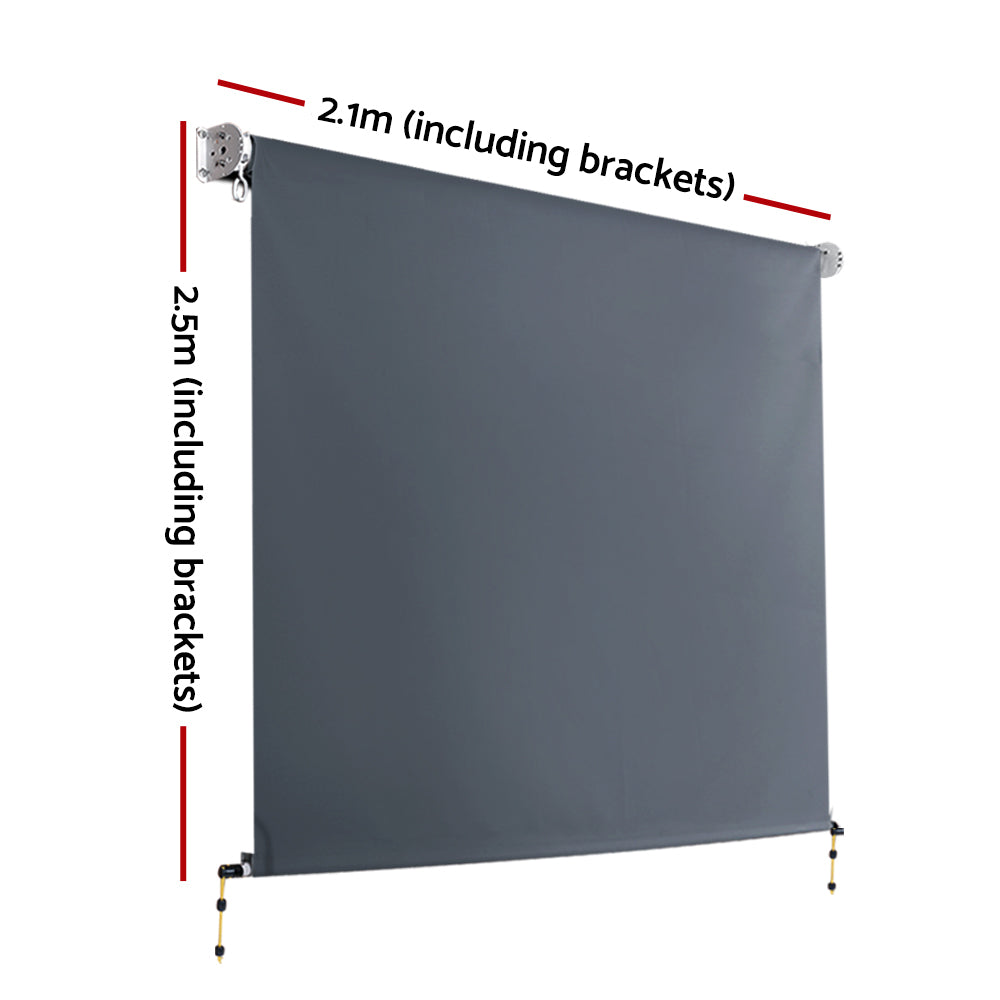 Instahut 2.1X2.5M Outdoor Blinds Awning Roll Down Canopy Retractable Outdoor Blinds Window Shade Grey-1