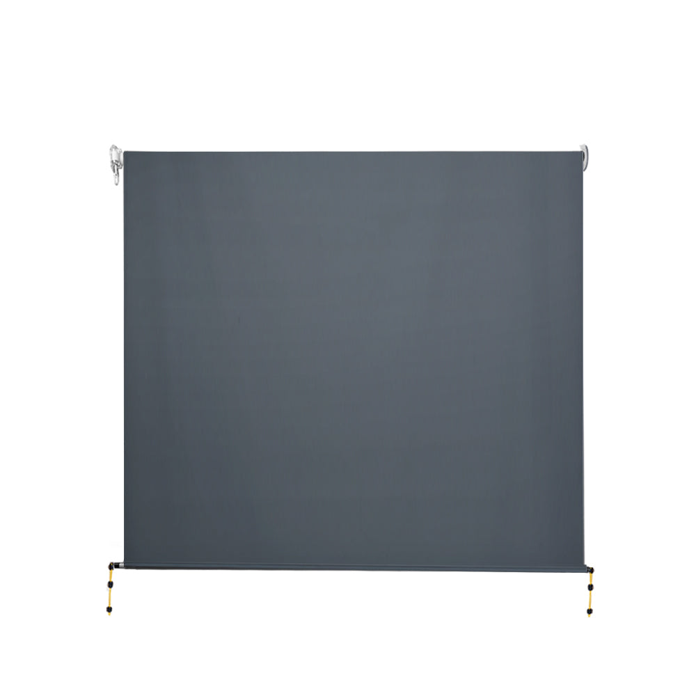 Instahut Outdoor Blinds Blackout Roll Down Awning Window Shade 2.4X2.5M Grey-2