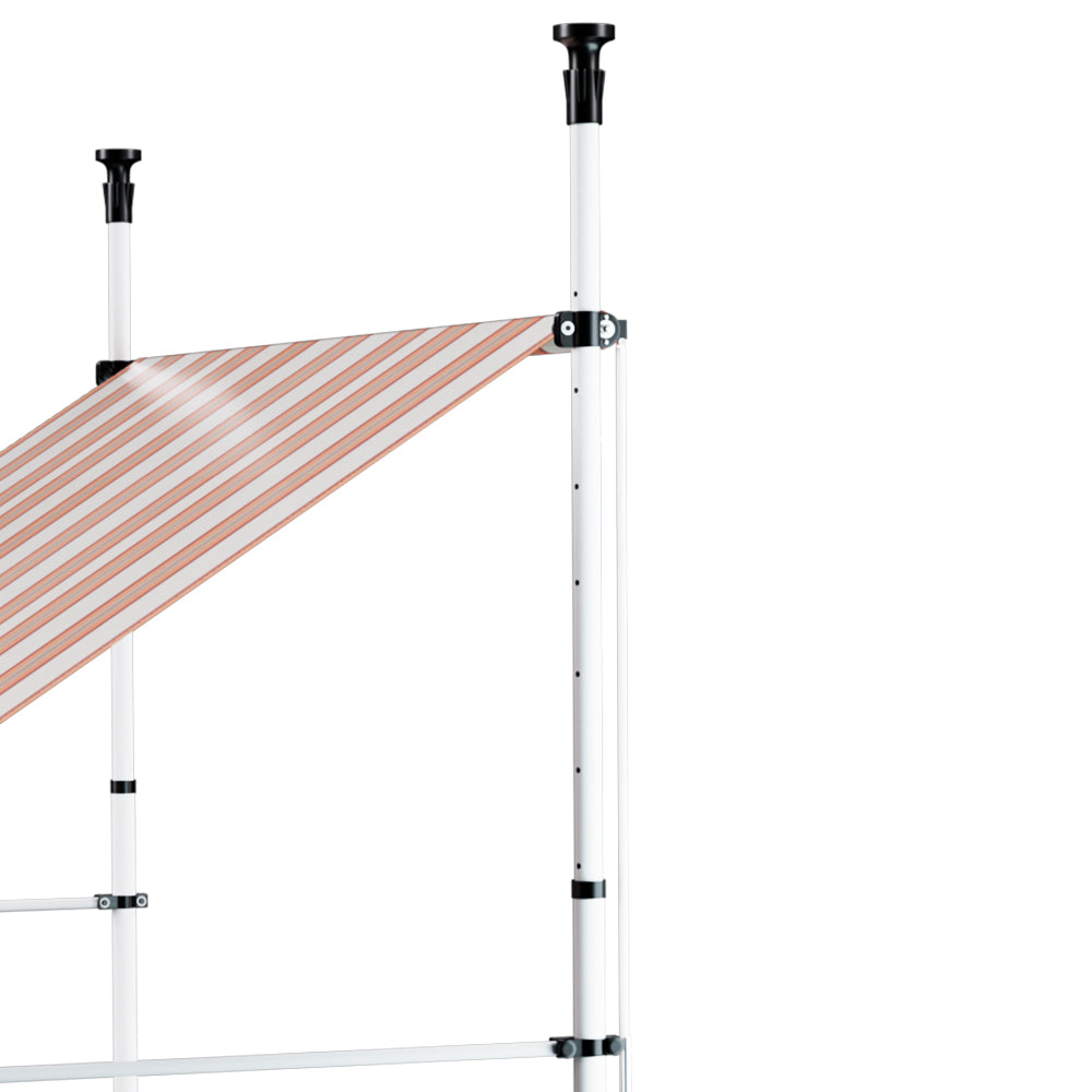 Instahut Window Fixed Pivot Arm Awning Outdoor Door Canopy 2X1.8M Beige/Brown-2