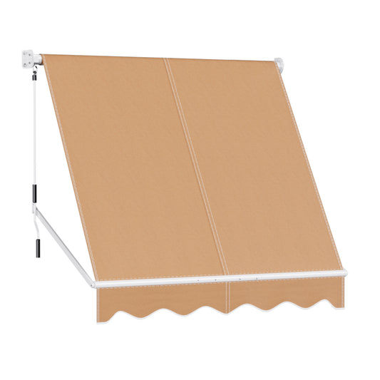 Instahut Window Fixed Pivot Arm Awning Outdoor Retractable Canopy 2.1X2.1M Beige-0