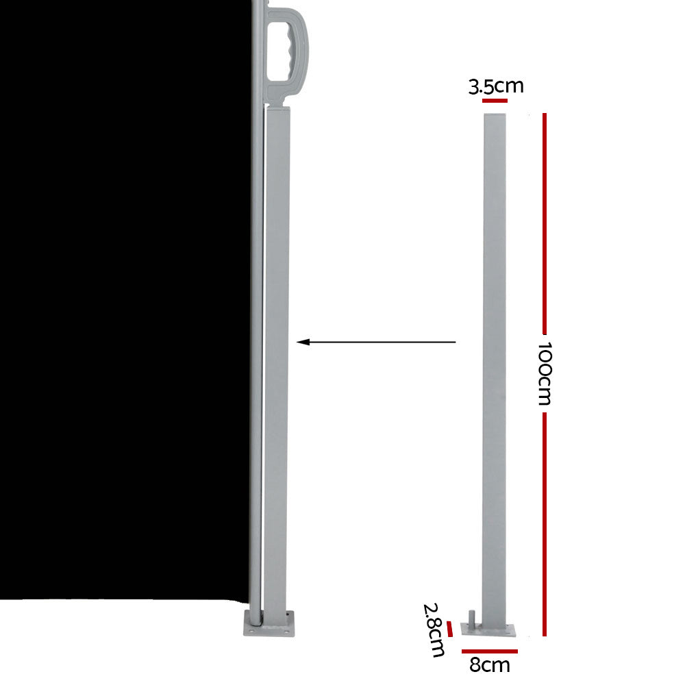 Instahut Side Awning Outdoor Blinds Sun Shade Retractable Screen 2X6M BK-2