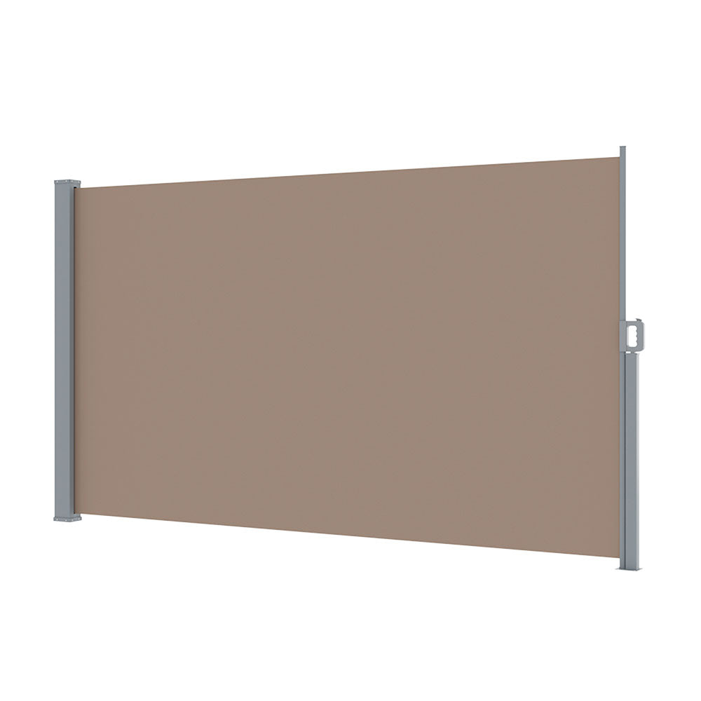 Instahut Side Awning Sun Shade Outdoor Blinds Retractable Screen 1.8X3M Brown-0