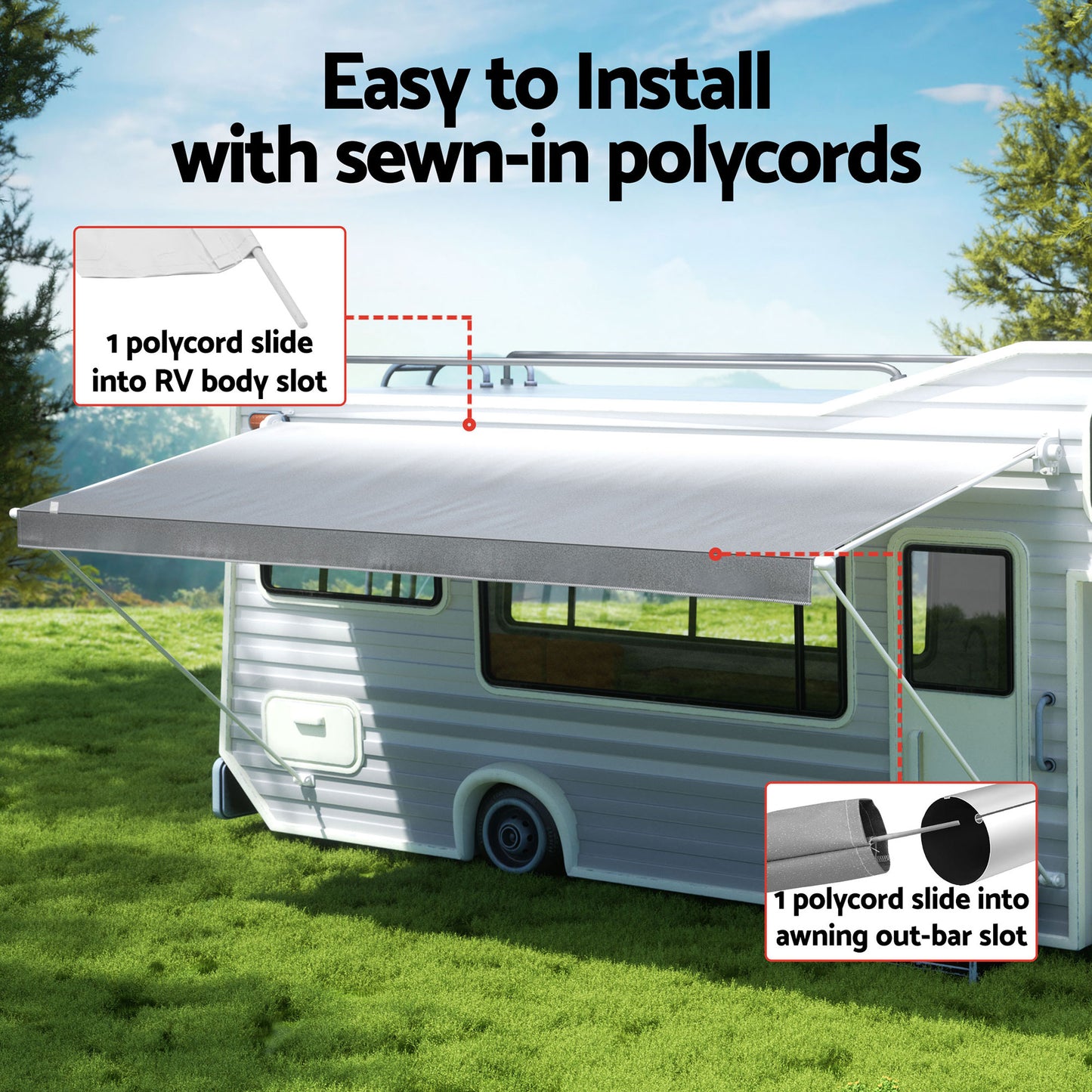 Weisshorn 18ft Caravan Awning Fabric & Privacy Screen RV Roll Out Sun Shade 5.2M