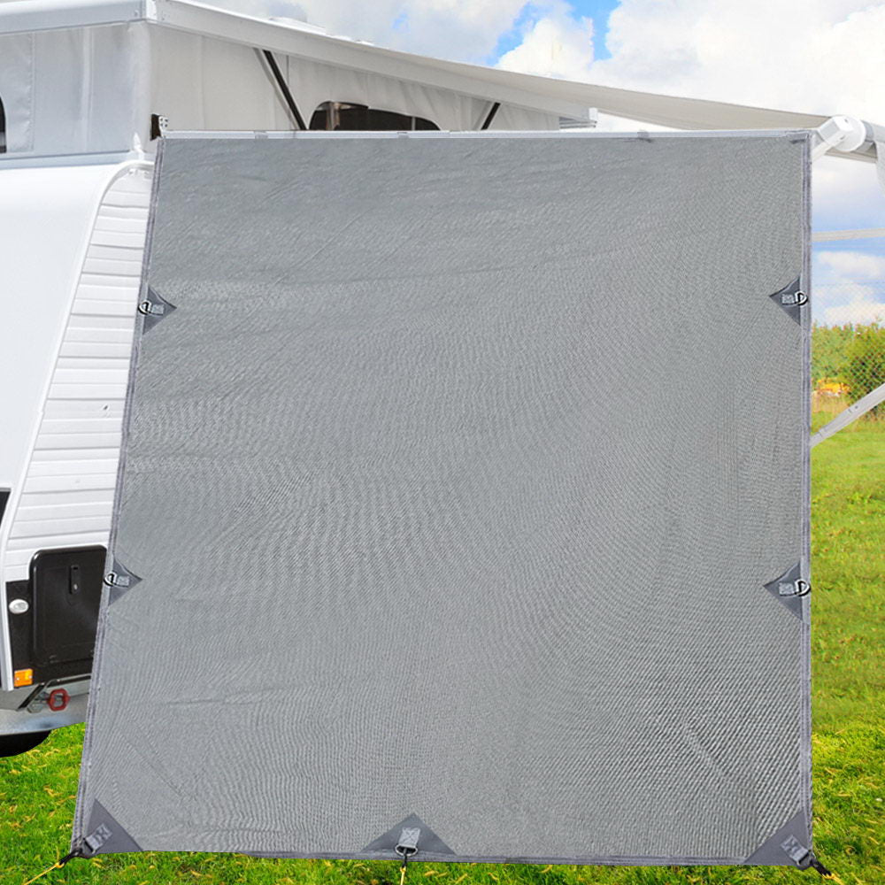 Caravan Privacy Screen Roll Out Awning 2.1x1.8M Sun Shade Pop Top End Wall Grey-6